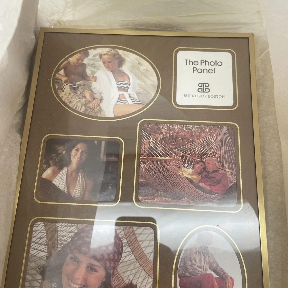 Vintage Burnes of Boston The Photo Panel Collage Frame Brown Gold NOS